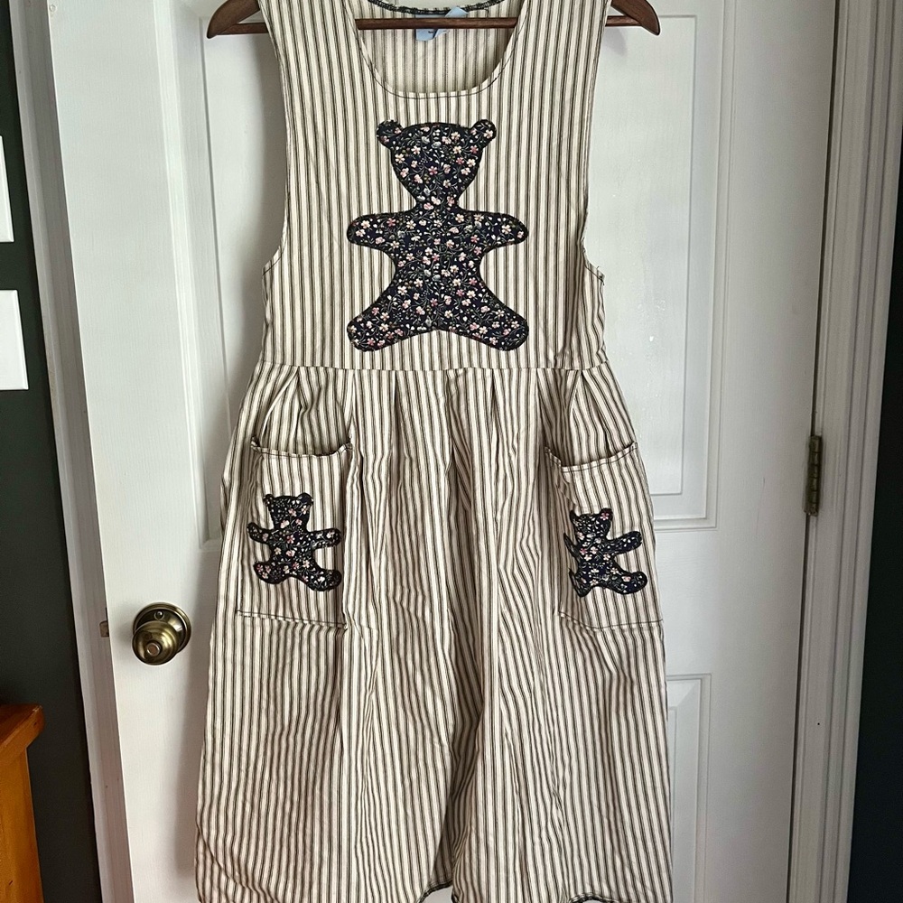 Vintage Handmade Pinafore Dress, size XS, cotton, grandmacore, OOAK